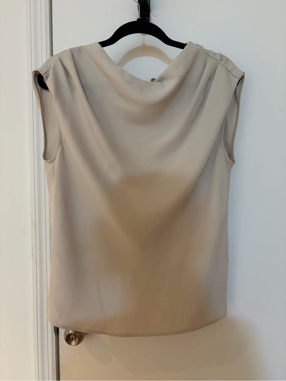 Babaton Sleeveless Cowl Neck Camisole in Light Beige